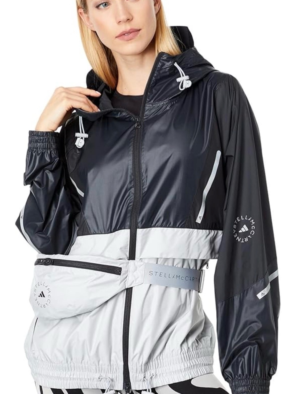 Adidas by Stella McCartney Packable Running Jacket w/Pouch - Black Gray - Medium